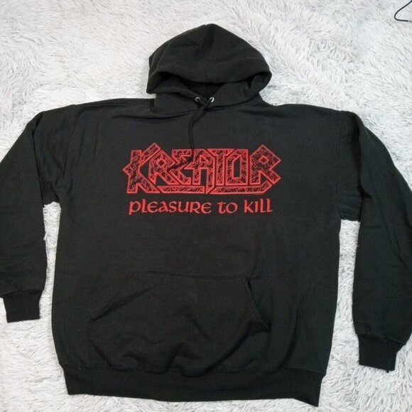 Vintage Kreator Mens Hoodie Sweatshirt Black XL 2002 Pleasure to Kill Band‎